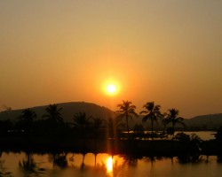 Sunrise viewpoint on river bank