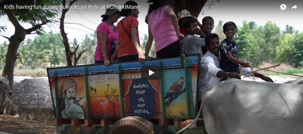 Kids having fun during Bullock Cart ride at Chukkimane
