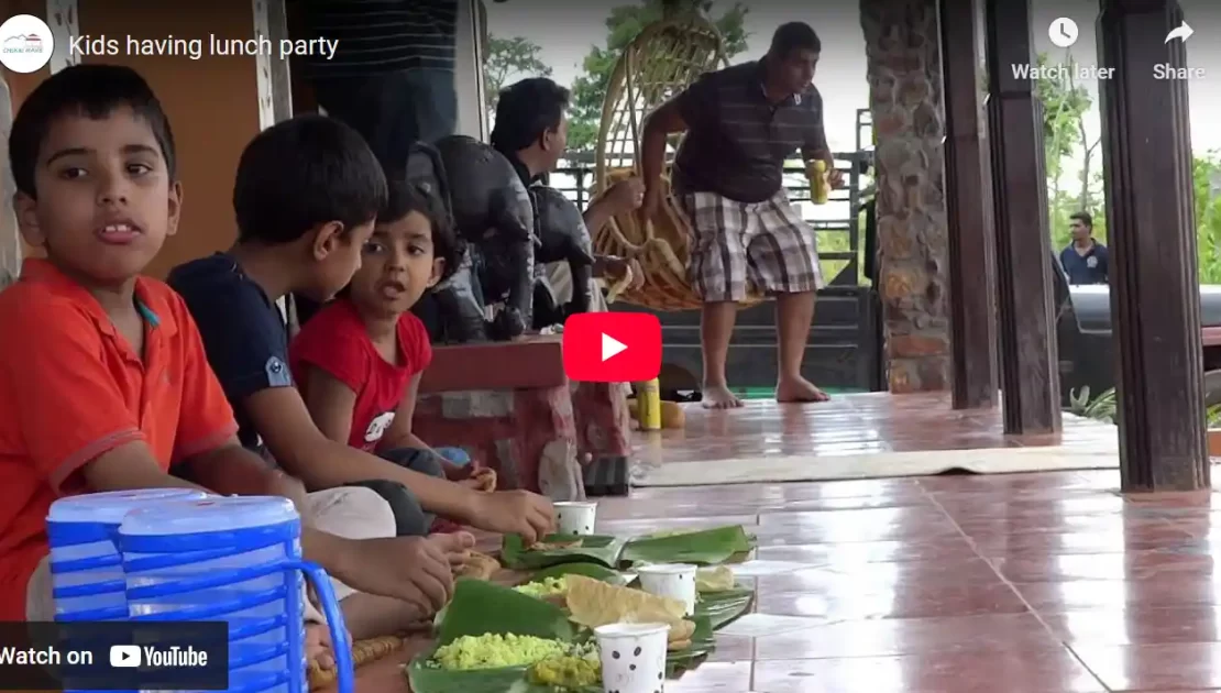 Kids having lunch party at chukki mane