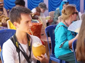 international-students-enjoying-tendercoconut-at-chukkimane