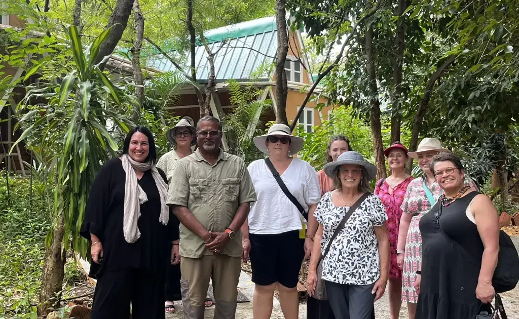 Group of Australian travellers at ChukkiMane entrance