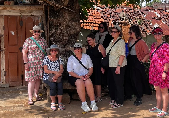 Guests taking group photos during field visit