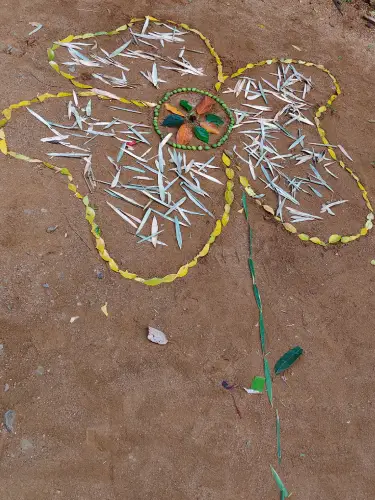 Guests Creating Earth Art using Natural Materials