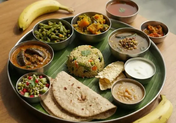 Traditional Indian Vegetarian Thali with Jowar Rot Traditional Indian Vegetarian Thali with Jowar Rot