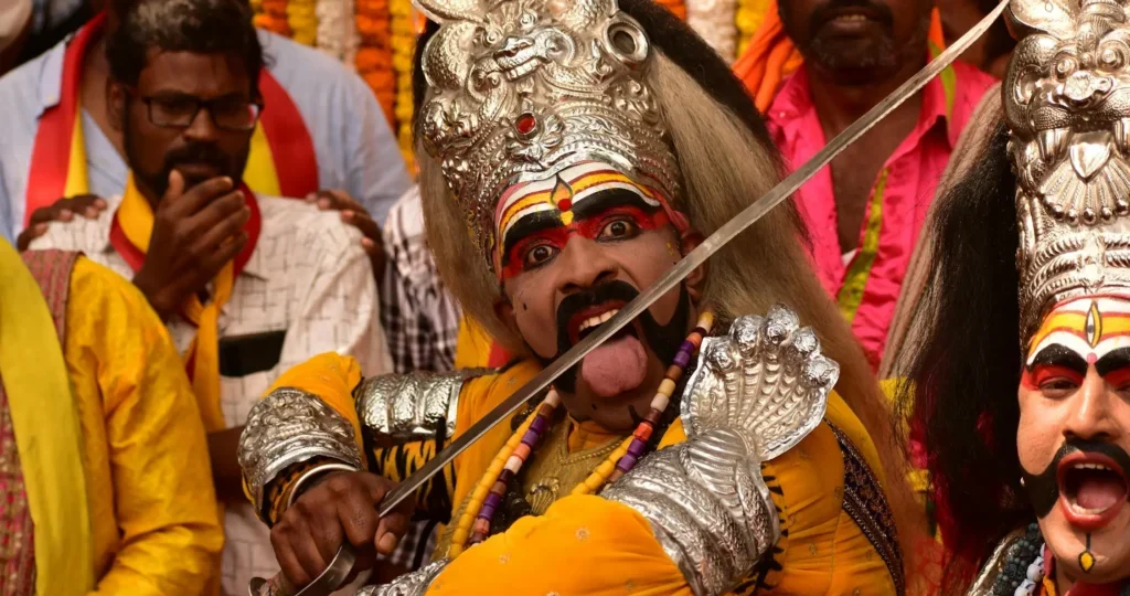Traditional Veeraghase dance performance in India