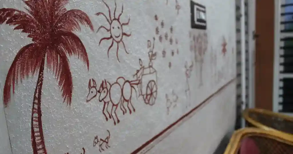 bullockcart ride and village life warli art