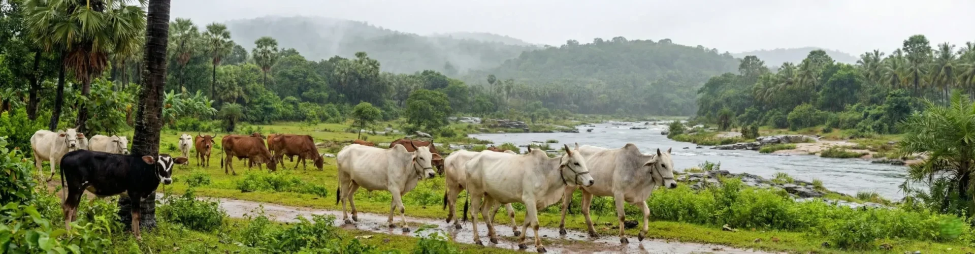 Indian Native Cows Grazing near ChukkiMane