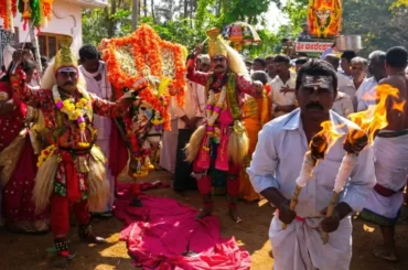Performing sacred rituals at the village festival near ChukkiMane