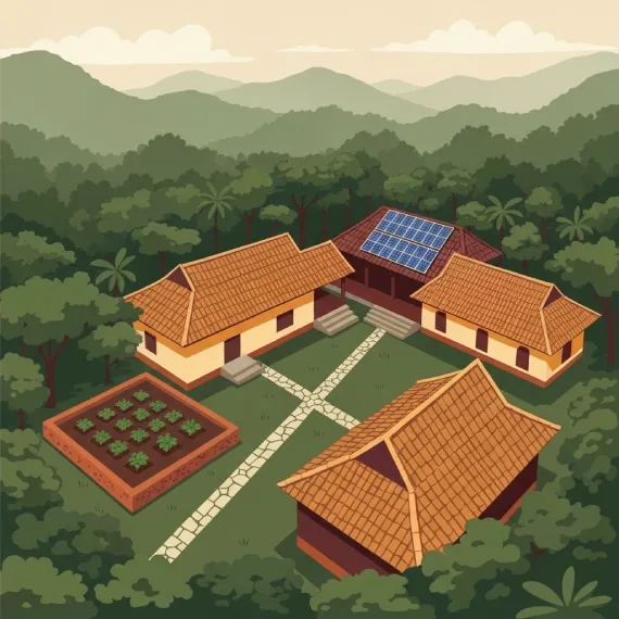 Corporate team bonding session around campfire during leadership offsite