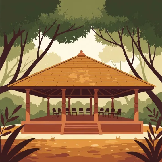 Open-air training pavilion for corporate retreat sessions at ChukkiMane