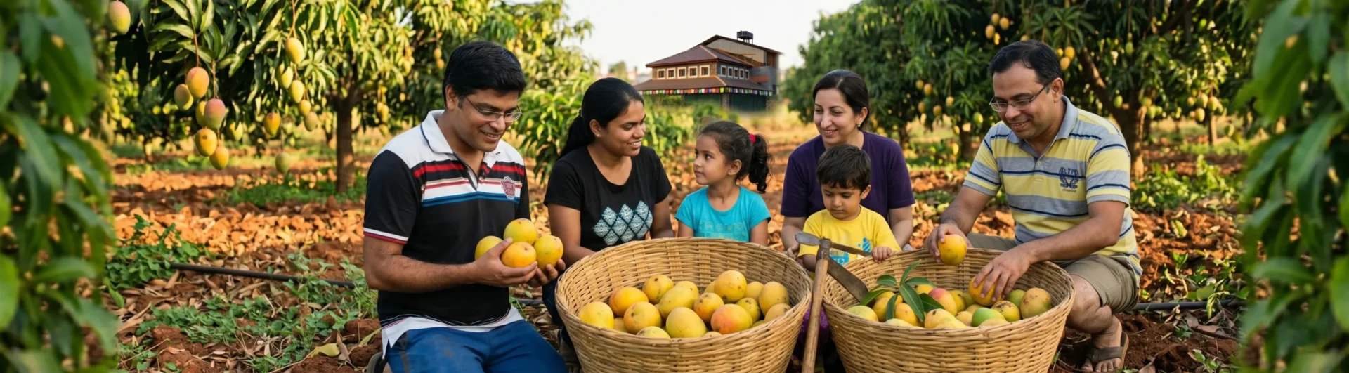 A Happy family harvesting mangoes in ChukkiMane
