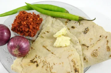 Traditional Jowar Roti with Onion and Chutney