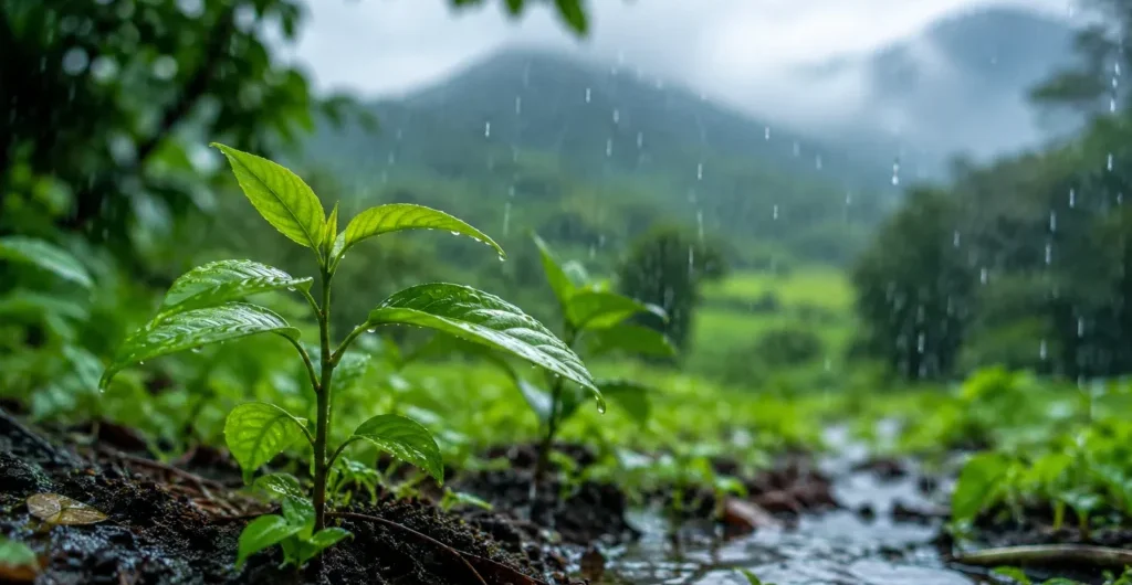 Flourishing plant life during the rainy season