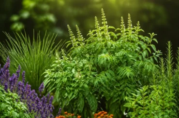 Fragrant herbs and flowers in the ChukkiMane eco garden