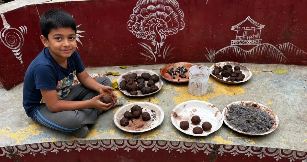 Kids prepared seedballs at ChukkiMane