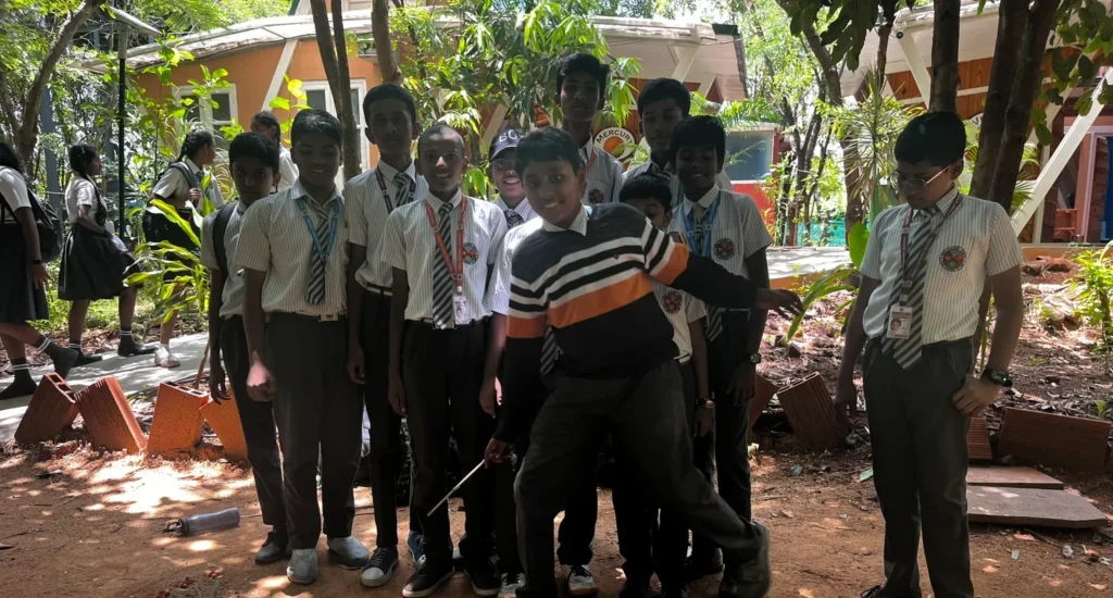 School children exploring nature at ChukkiMane during an outdoor learning activity