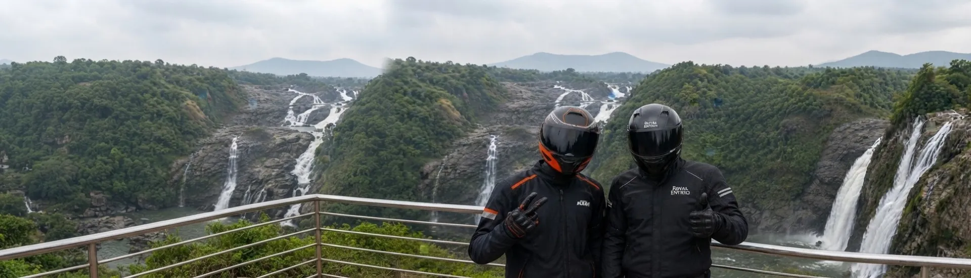 Bikers enjoying Shivanasamudra Waterfalls