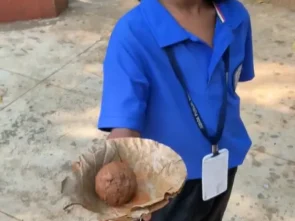School kid prepared a seedball at ChukkiMane