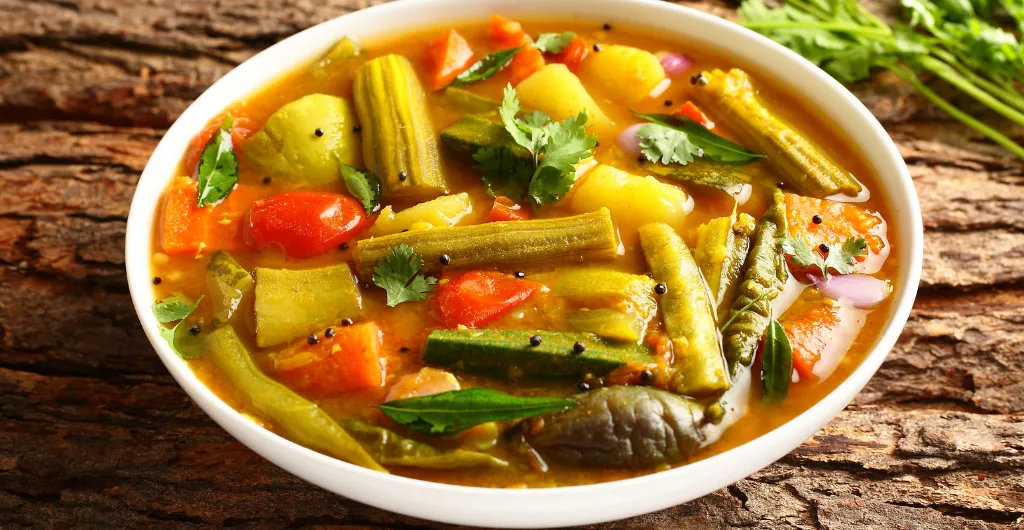 Karnataka-style Sambar with vegetables