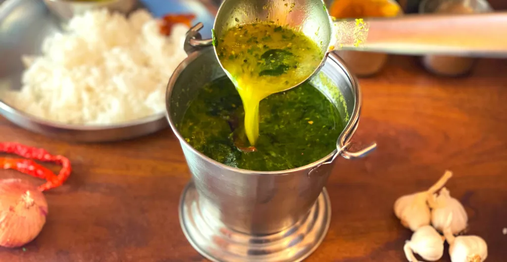 Traditional Karnataka Saaru with rice