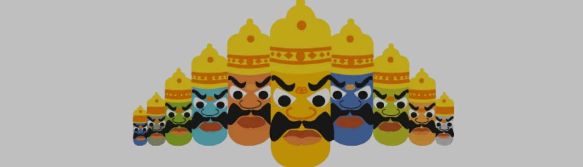 Colourful Ravana effigies celebrating Dasara festival